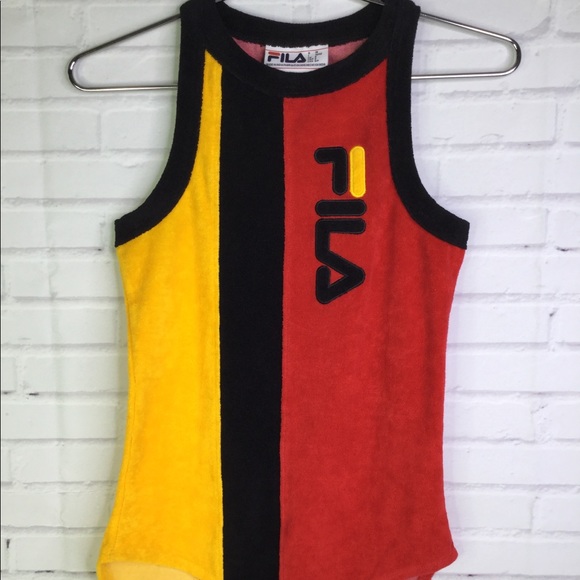 Fila Womens Terrycloth Bodysuit Top Color Block S